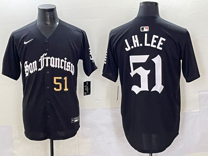 Men 2025 San Francisco Giants #51 J.H.Lee Black Five generations Joint Name Nike MLB Jersey style 43